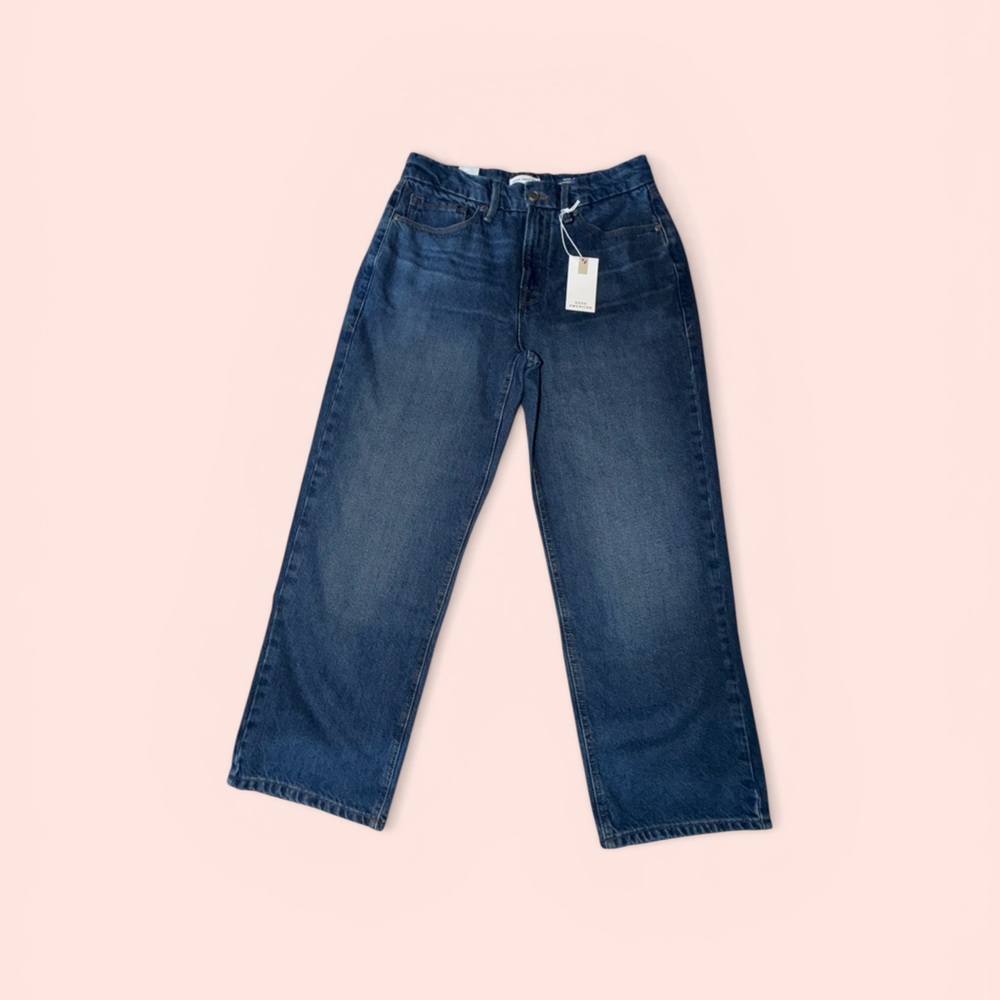 NWT Good American Good 90s Relaxed Jeans Cropped Straight Leg Size 2/26